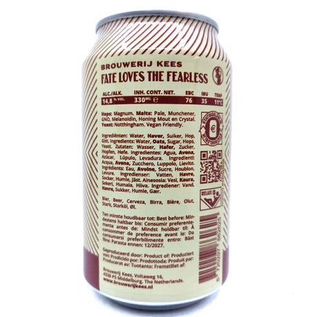 Kees x Bravoure Fate Loves the Fearless Barley Wine 14.8% (330ml)-Hop Burns & Black