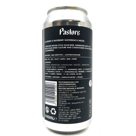 Pastore Blueberry Raspberry Waterbeach Weisse 3.4% (440ml can)-Hop Burns & Black