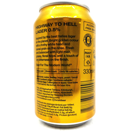 Brulo Highway to Hell Alcohol-Free Lager 0.0% (330ml can)-Hop Burns & Black