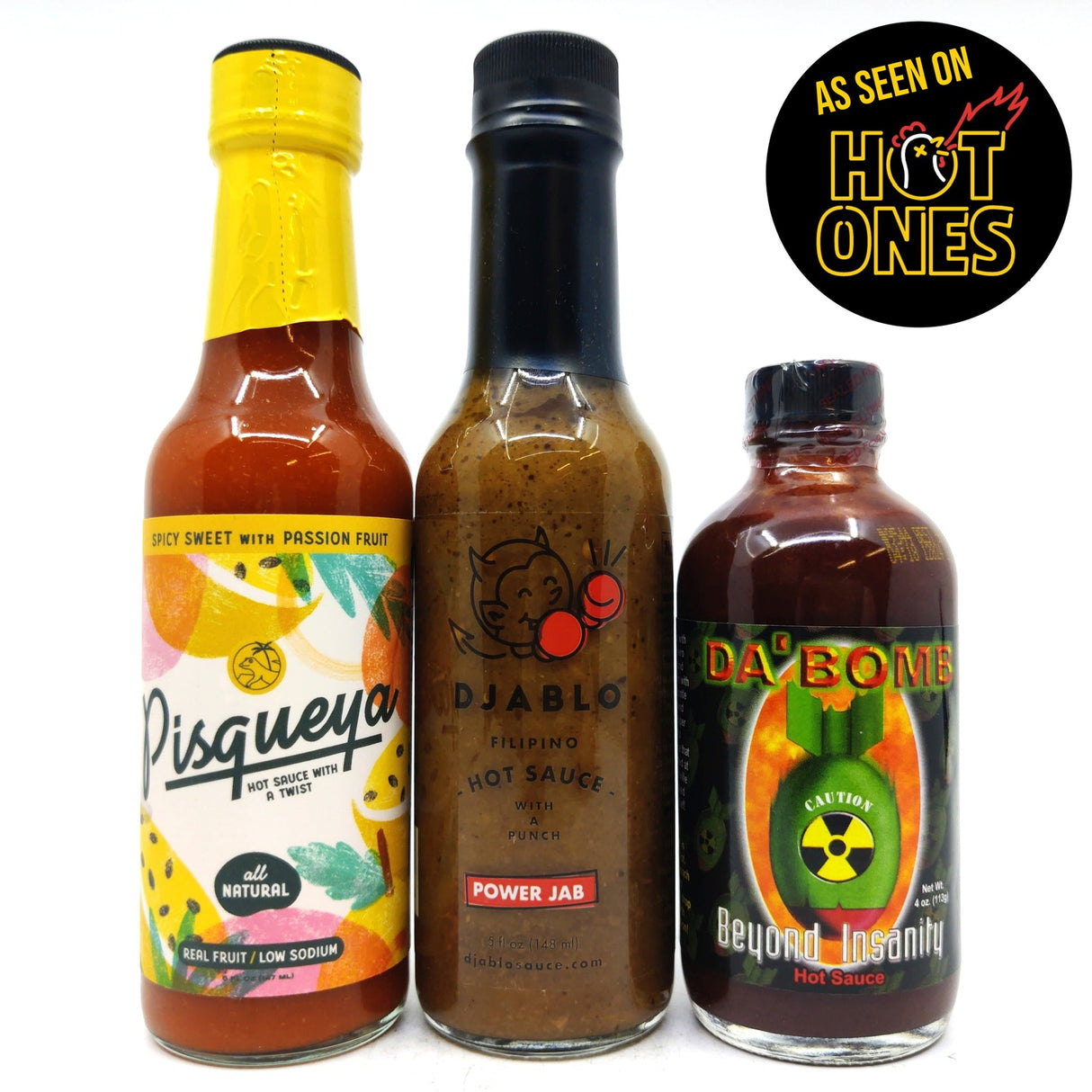 Hot Ones Hot Sauce Season 22 Da Bomb Beyond Insanity Pack (3 sauces)-Hop Burns & Black