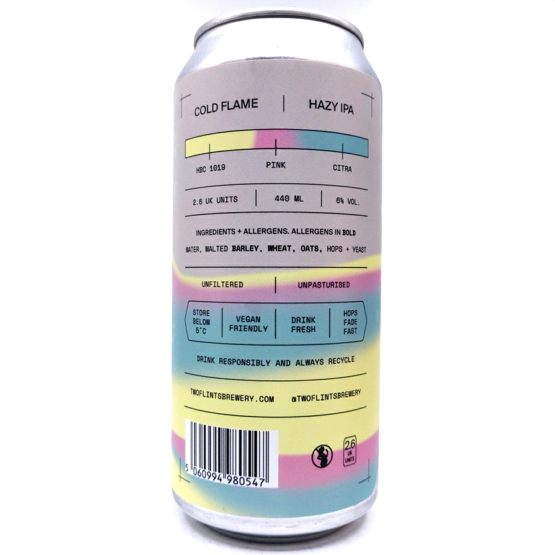 Two Flints Cold Flame Hazy IPA 6% (440ml can)-Hop Burns & Black