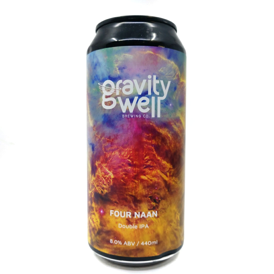 Gravity Well Four Naan Double IPA 8% (440ml can)-Hop Burns & Black