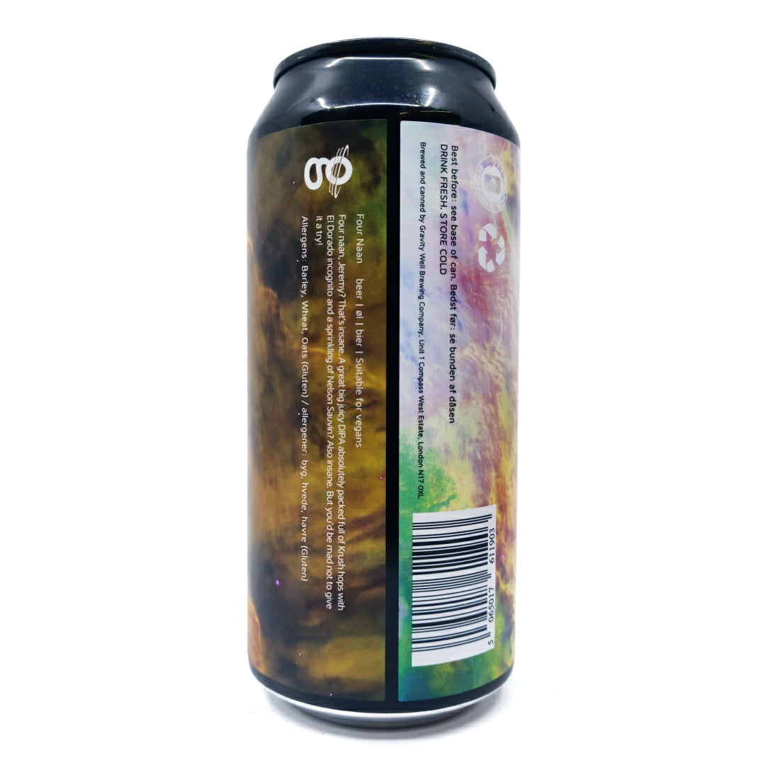 Gravity Well Four Naan Double IPA 8% (440ml can)-Hop Burns & Black