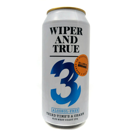 Wiper & True x Elusive Third Times A Charm Alcohol Free West Coast IPA 0.5% (440ml can)-Hop Burns & Black