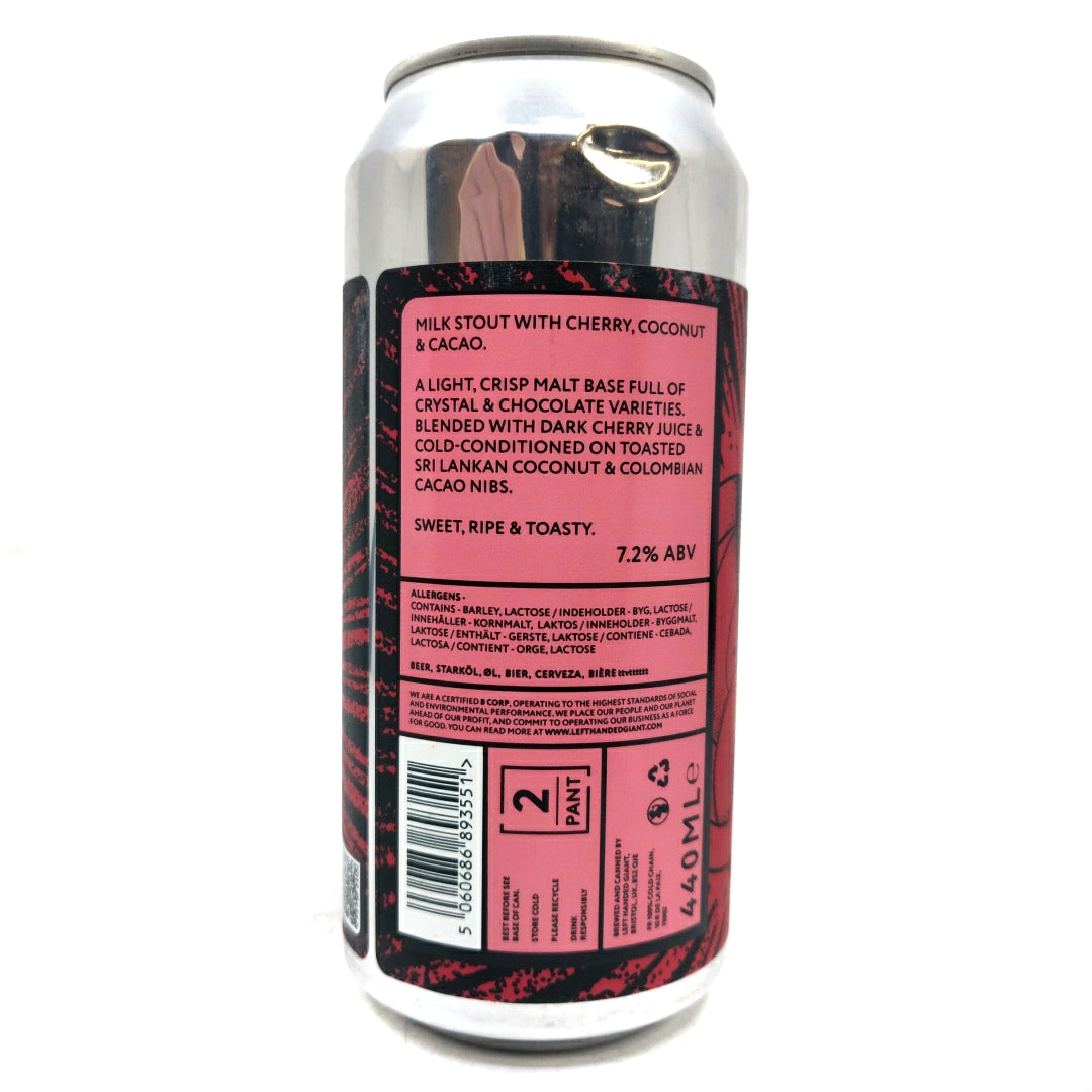 Left Handed Giant Take Me Nowhere Cherry, Coconut & Cacao Milk Stout 7.2% (440ml can)-Hop Burns & Black