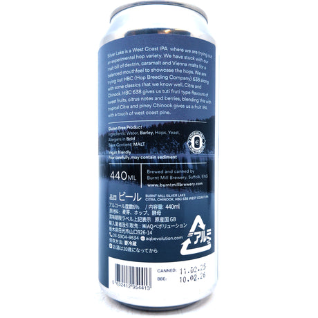 Burnt Mill Silver Lake West Coast IPA 6% (440ml can)-Hop Burns & Black