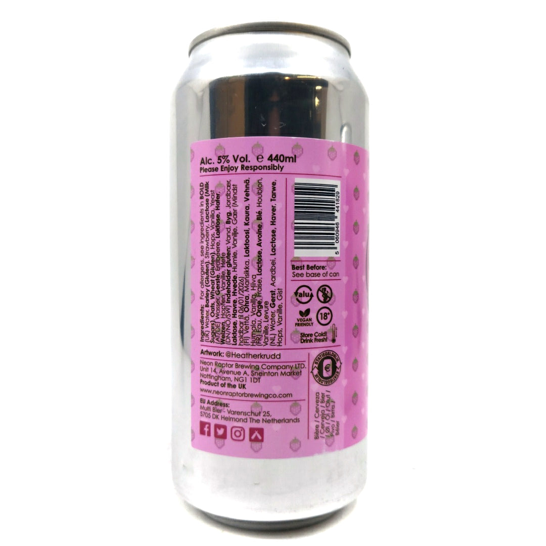 Neon Raptor Dream Maker Strawberry Vanilla Cheesecake Sour 5% (440ml can)-Hop Burns & Black