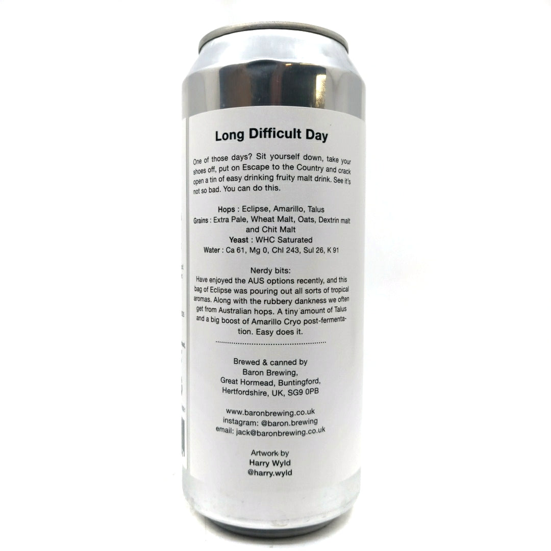 Baron Brewing Long Difficult Day Pale Ale 5% (500ml can)-Hop Burns & Black