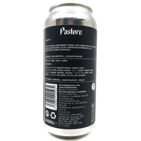 Pastore Sorbetto Strawberry, Cherry & Lime Sour 0.5% (440ml can)-Hop Burns & Black