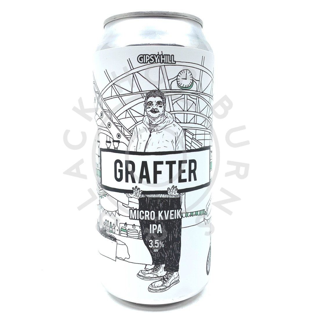 Gipsy Hill Grafter Micro Kveik IPA 3.5% (440ml can)-Hop Burns & Black